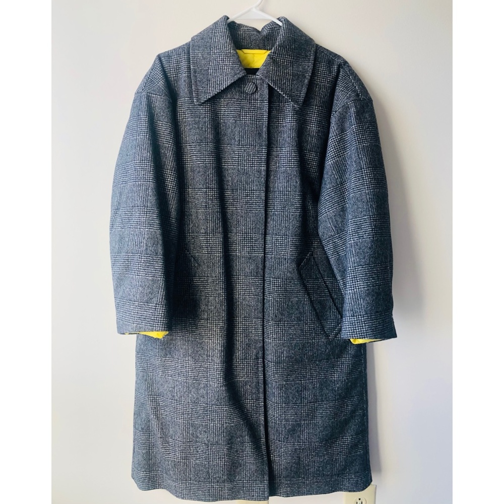 Ienki Ienki Grey Check Down Woolmark Mac Coat